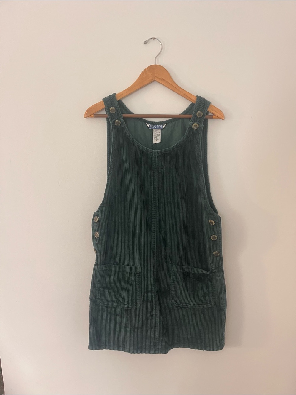 Forest Green Corduroy Pinafore Mini Dress size Medium